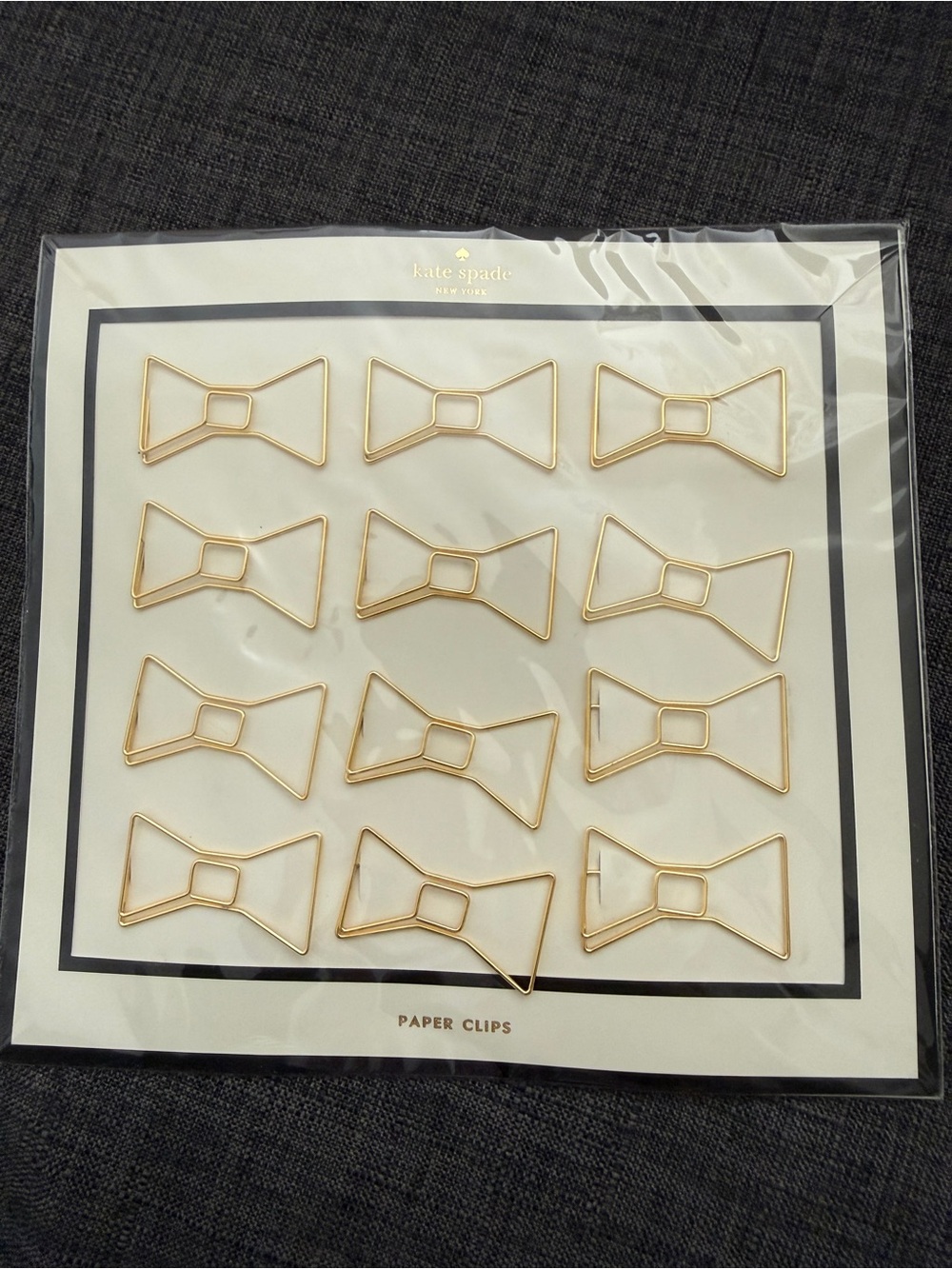 NWT kate spade gold bow paper clips (packaged)